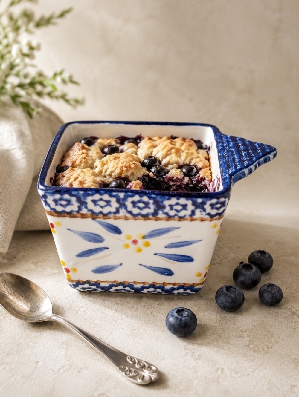 Temp-tations Old World Blue 10 Oz Individual Square Baker Ramekin